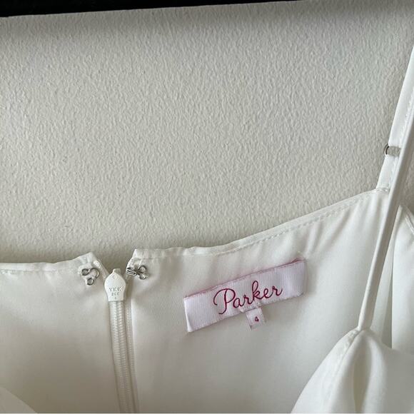 Parker Kristie Pearl White Ruffle Mini Dress - Picture 8 of 9